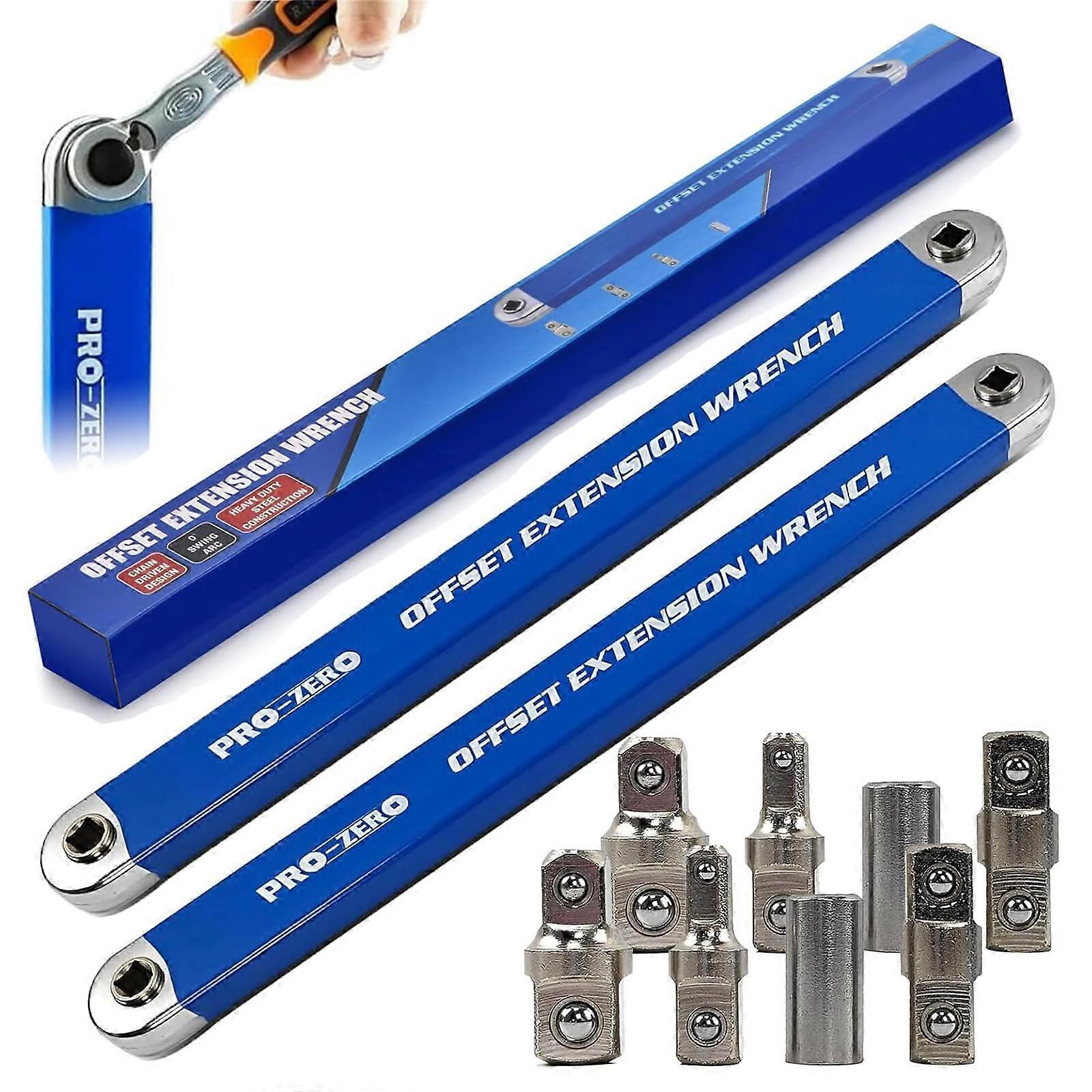 Ratchet Wrench Extension Set with Zero Offset Design for Tight Space Access, 1/2 1/4 3/8 Adapters