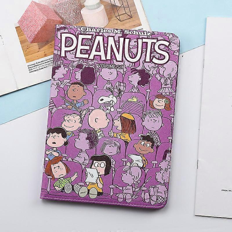 Capa rígida de plástico roxa com estampa do Snoopy para iPad Mini de 1/2/9,7 polegadas e iPad Air de 1/2/9,7 polegadas.