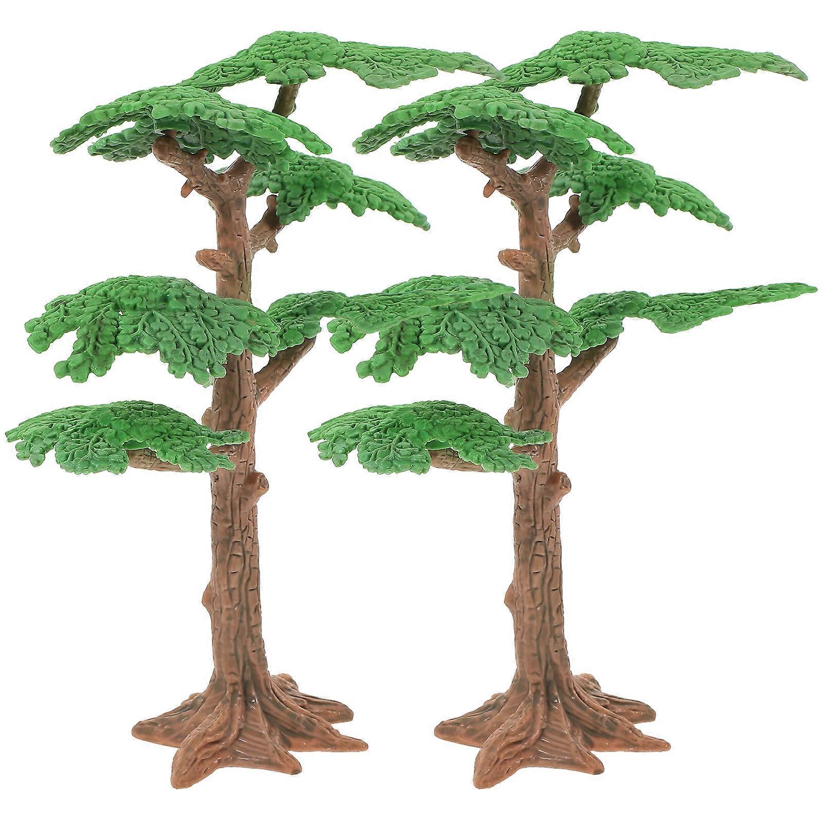 Miniature Tree Model for Decoration 2Pcs Green PVC Sand Table Trees