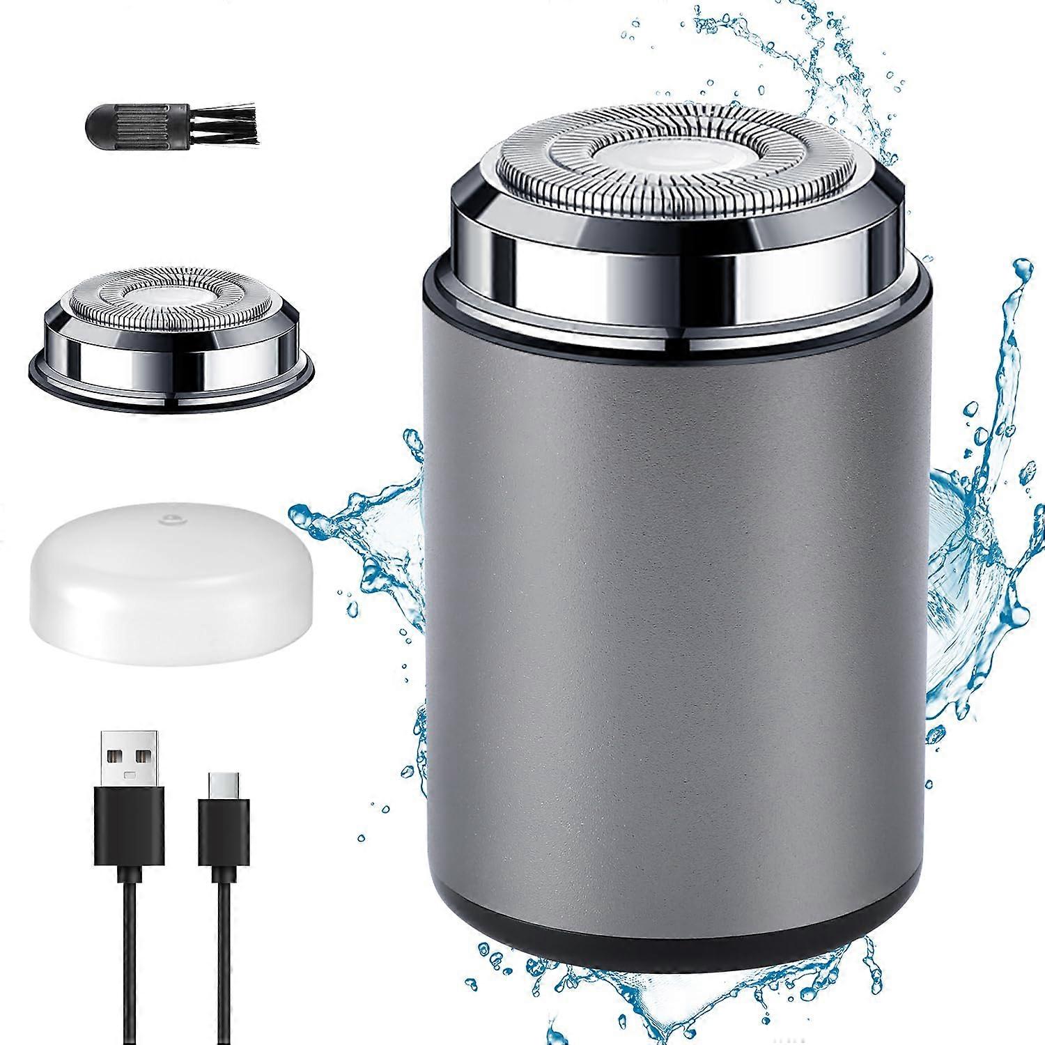 Electric Shaver for Men, Compact Waterproof DoubleRing Razor with USB Fast Charging, Gray