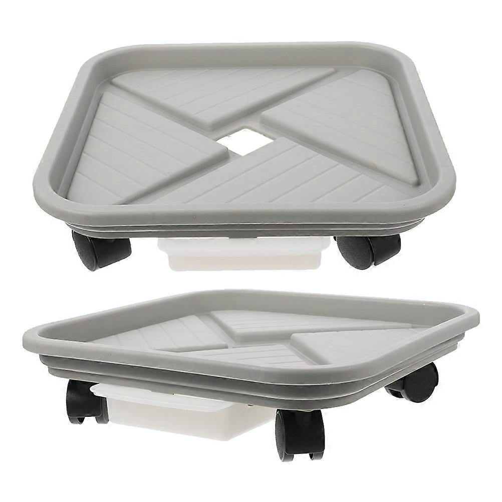 Plant Pot Holder Rolling Plant Base for Storage 2Pcs Grey Movable Tray
