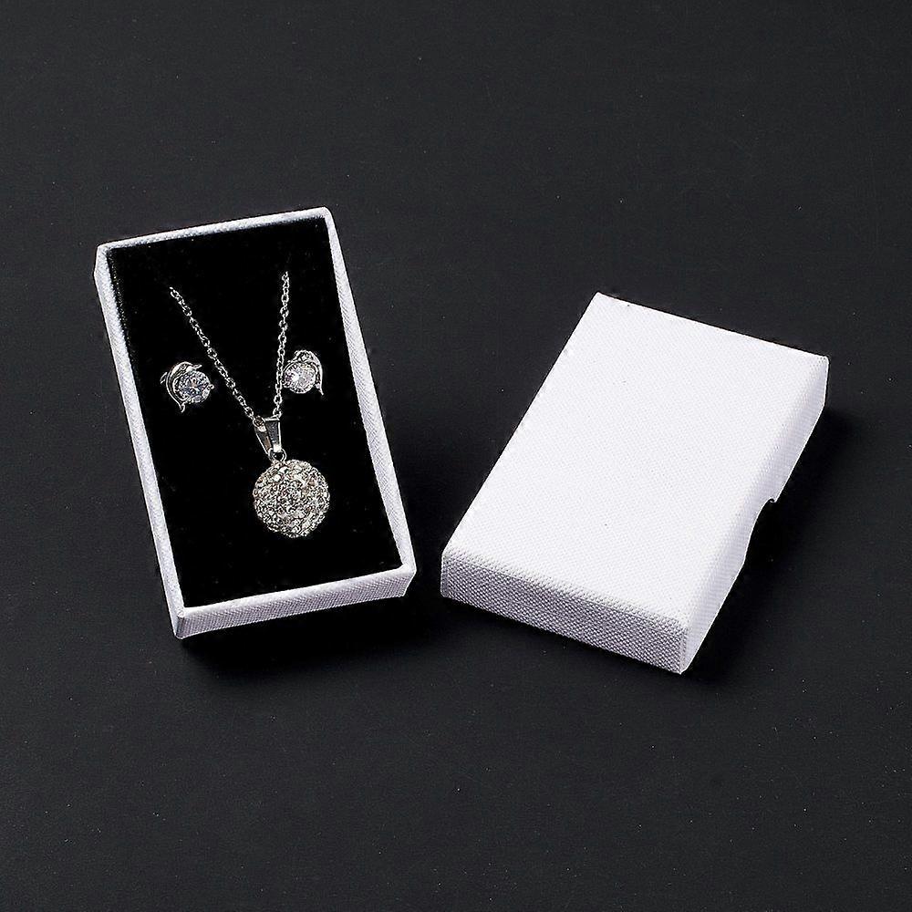 Paper with Sponge Mat Necklace boxes Rectangle White 8x5x1.7cm Inner Diameter: 7.2x4.3x1cm