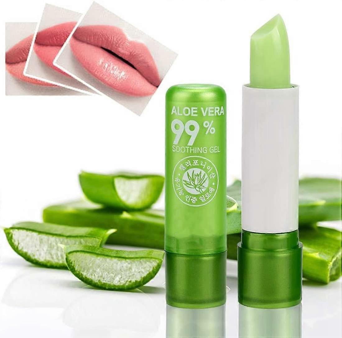2Pcs Aloe Vera Color Changing Lipstick, TemperatureAdaptive, LongLasting Waterproof Hydration