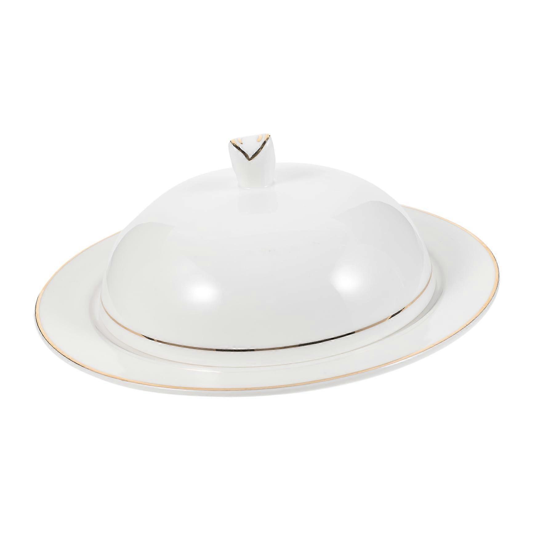 Ceramic Dinner Plate with Elegant Dome Cover, RestaurantGrade Steak Serving Tray for Desserts