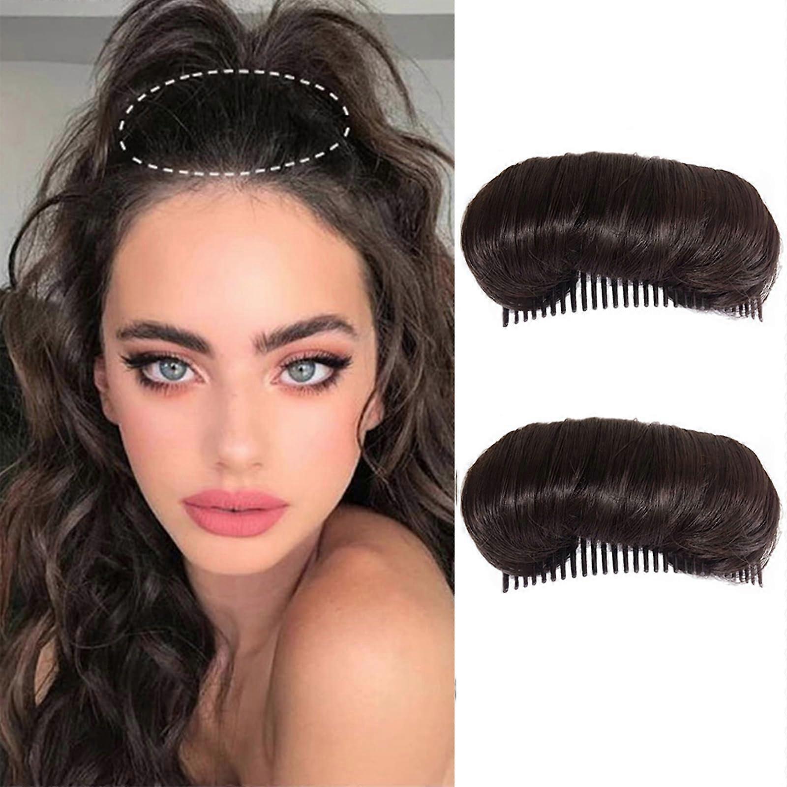 Hair Bun Maker with Instant Volume Boost, Invisible Dark Brown Insert for Updo Styling, 2PCS