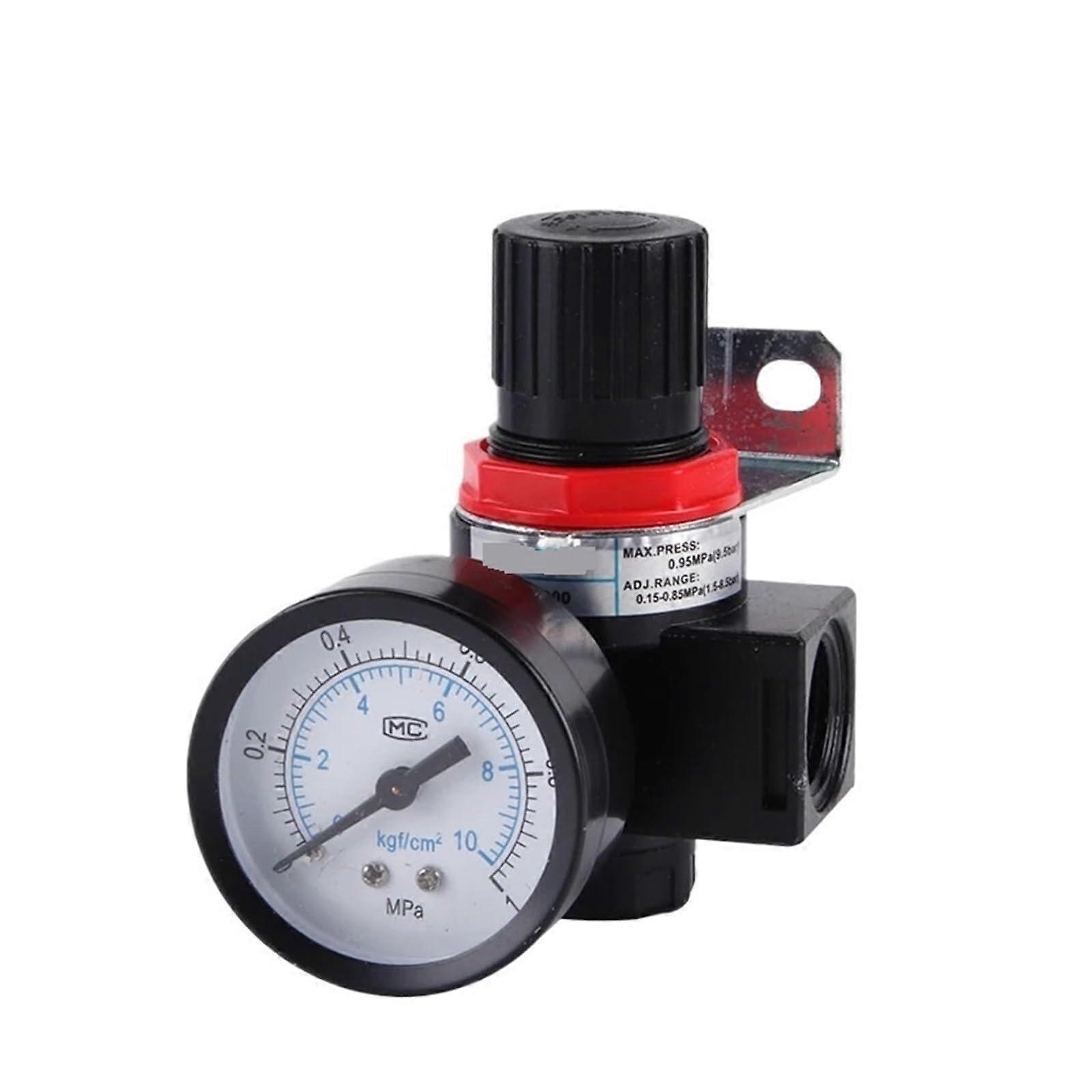 AR2000 G1/4 Mini Air Pressure Regulator with Gauge, Adjustable Pneumatic Reducer 10 Bar for Compressor