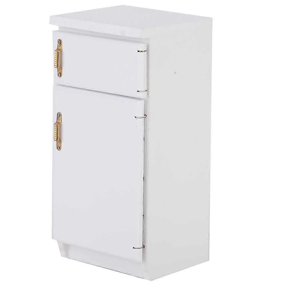 1:12 Scale White Mini Refrigerator Model for Dollhouse Kitchen with Realistic Miniature Design