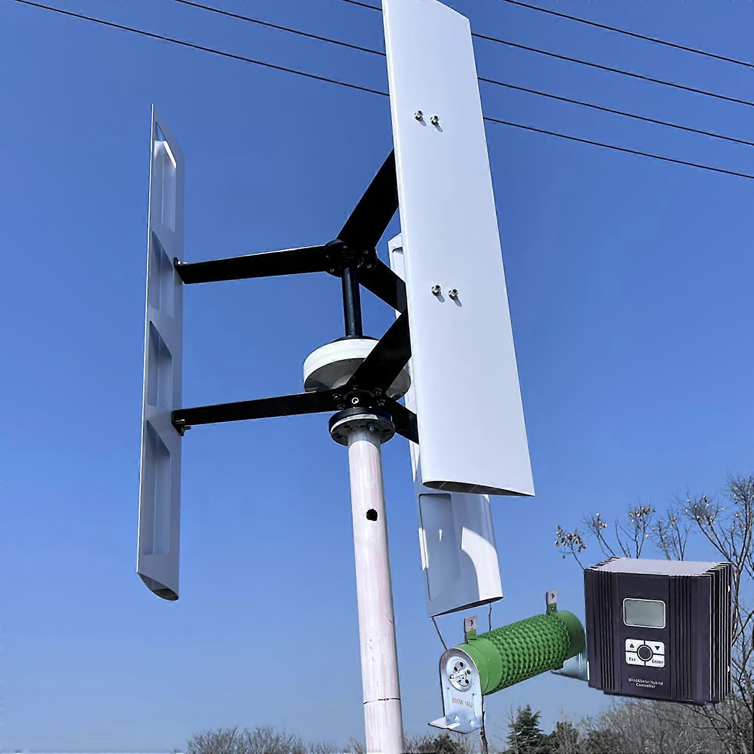 800W 24V Vertical Axis Wind Turbine Generator Kit with LCD MPPT Controller for Off Grid Battery Charging