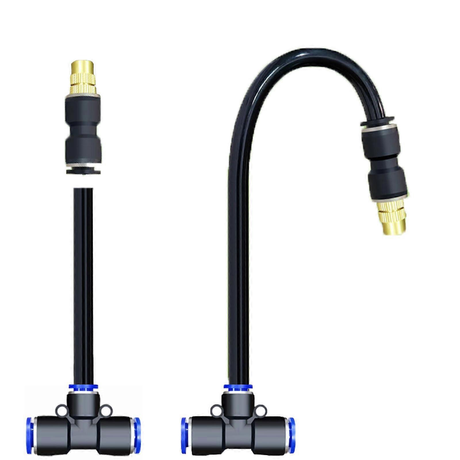 10 Pack Adjustable Misting System Nozzle with 8mm Flexible 80cm Extension Rod, Low Pressure Brass