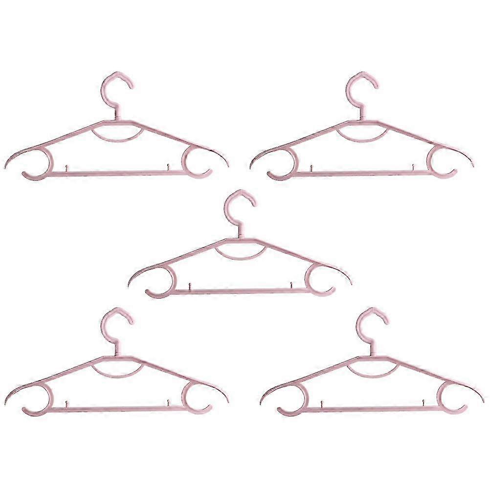 Non-Slip Clothes Hanger Plastic Bracket for Clothes 5Pcs Pink