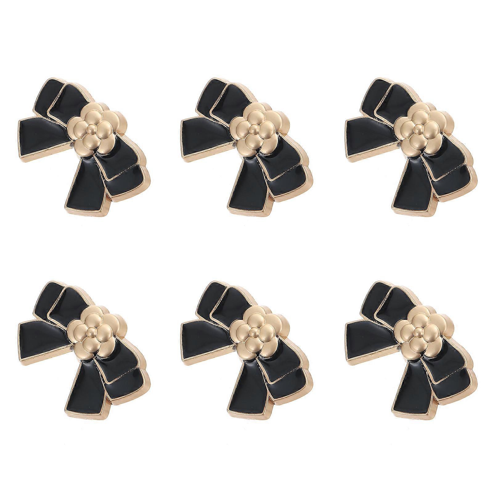 Bowknot Clothing Button Metal Cuffs Button for Sweater DIY 6Pcs Pack