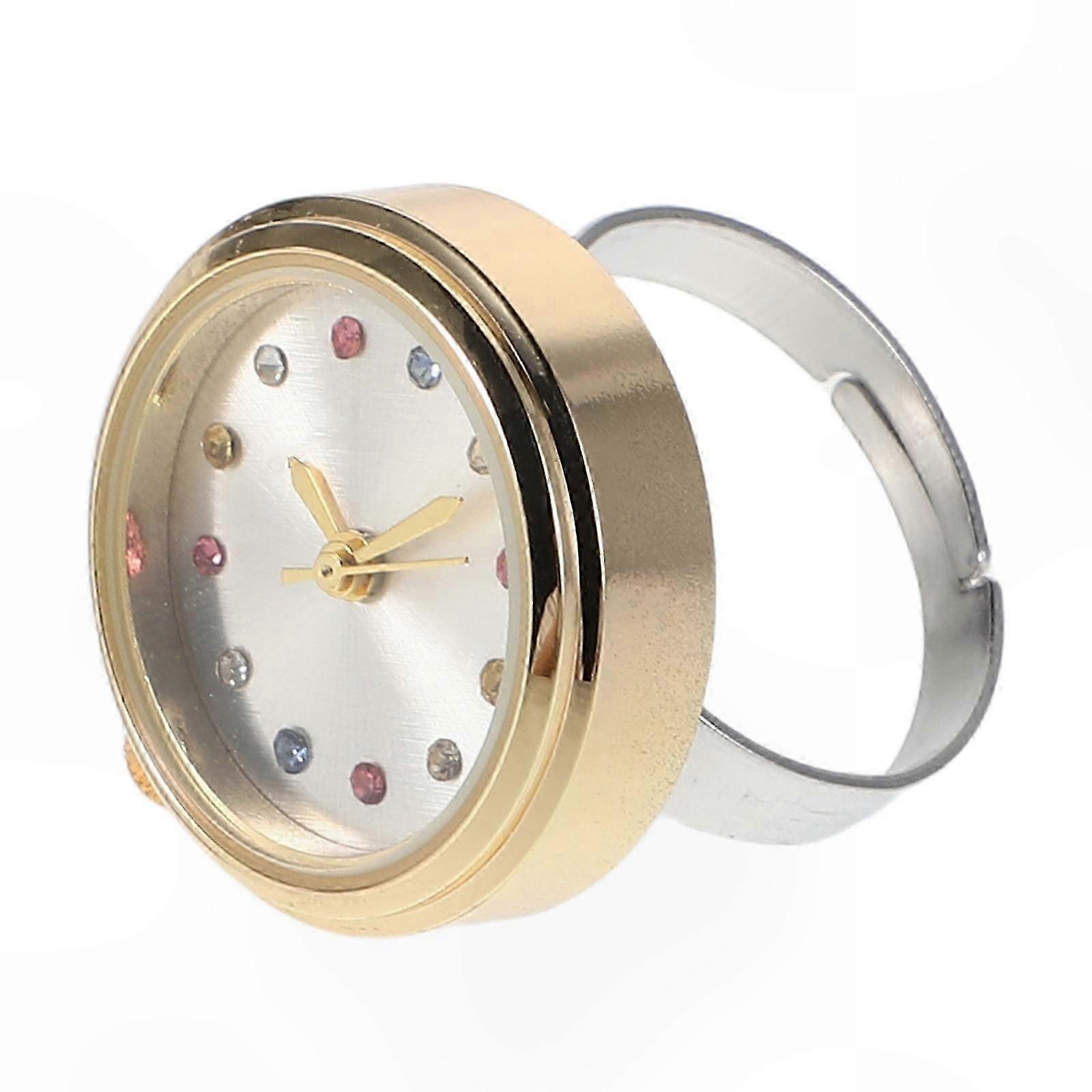 Rhinestone-Decorated Waterproof Mini Ring Watch for Timekeeping