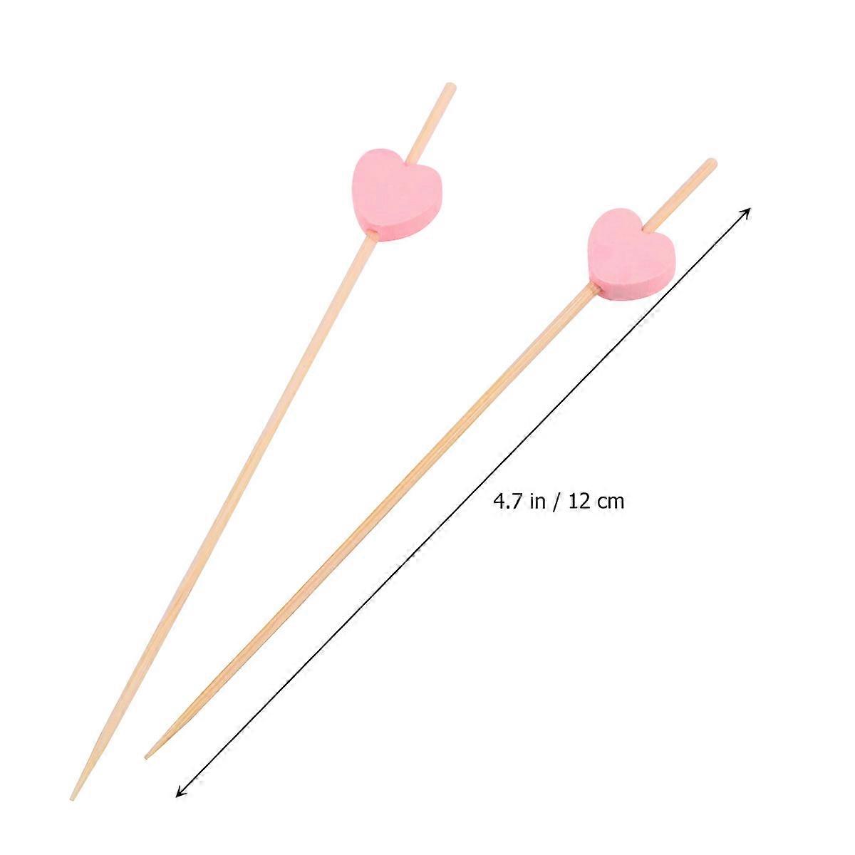 Pink Bamboo Cocktail Picks Creative Fruit Picks for 100Pcs Party Use
