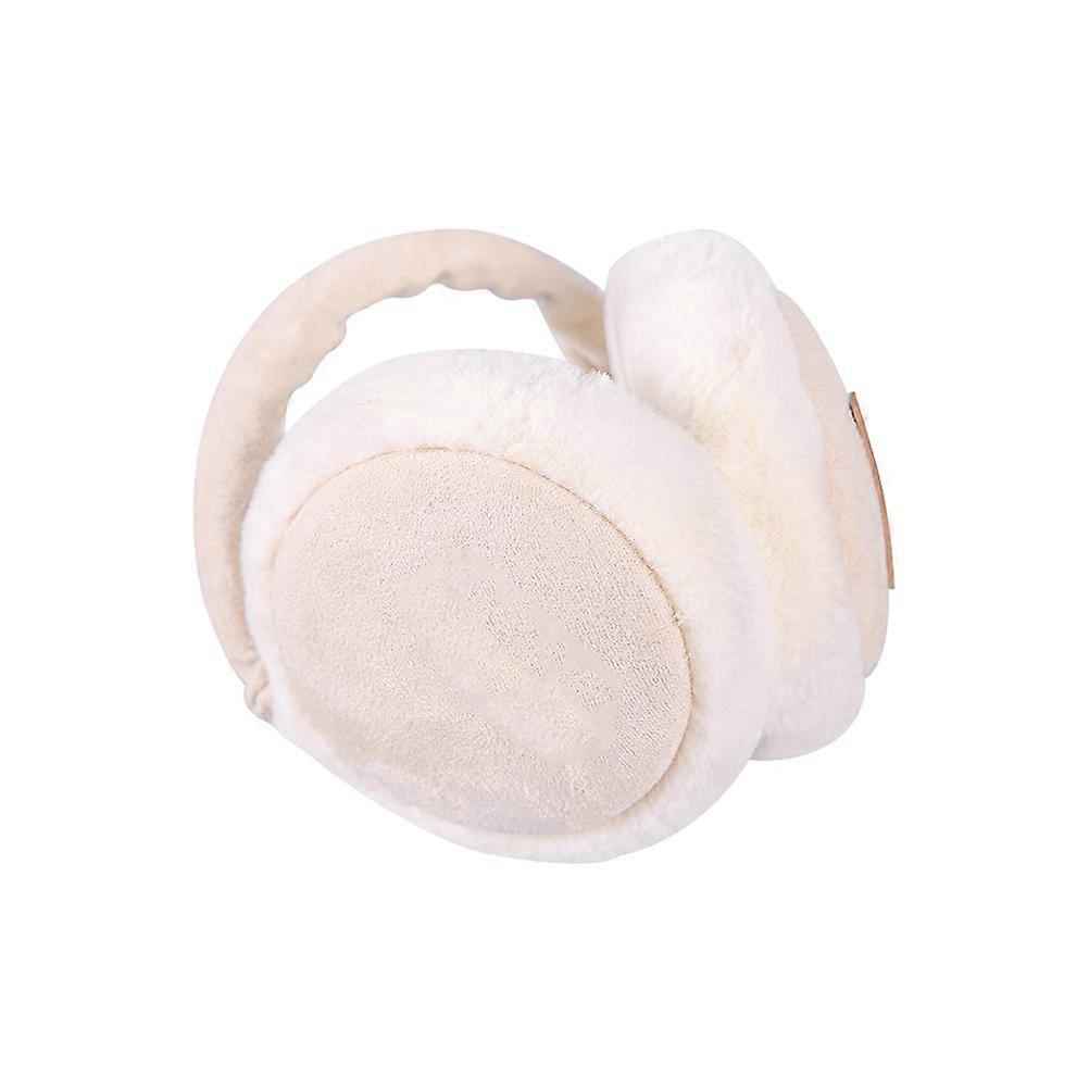 Beige Folding Plush Earmuffs for Warm Use Soft Ear Warmer