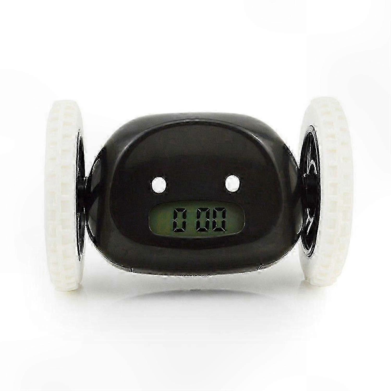 Black Runaway Alarm Clock on Wheels