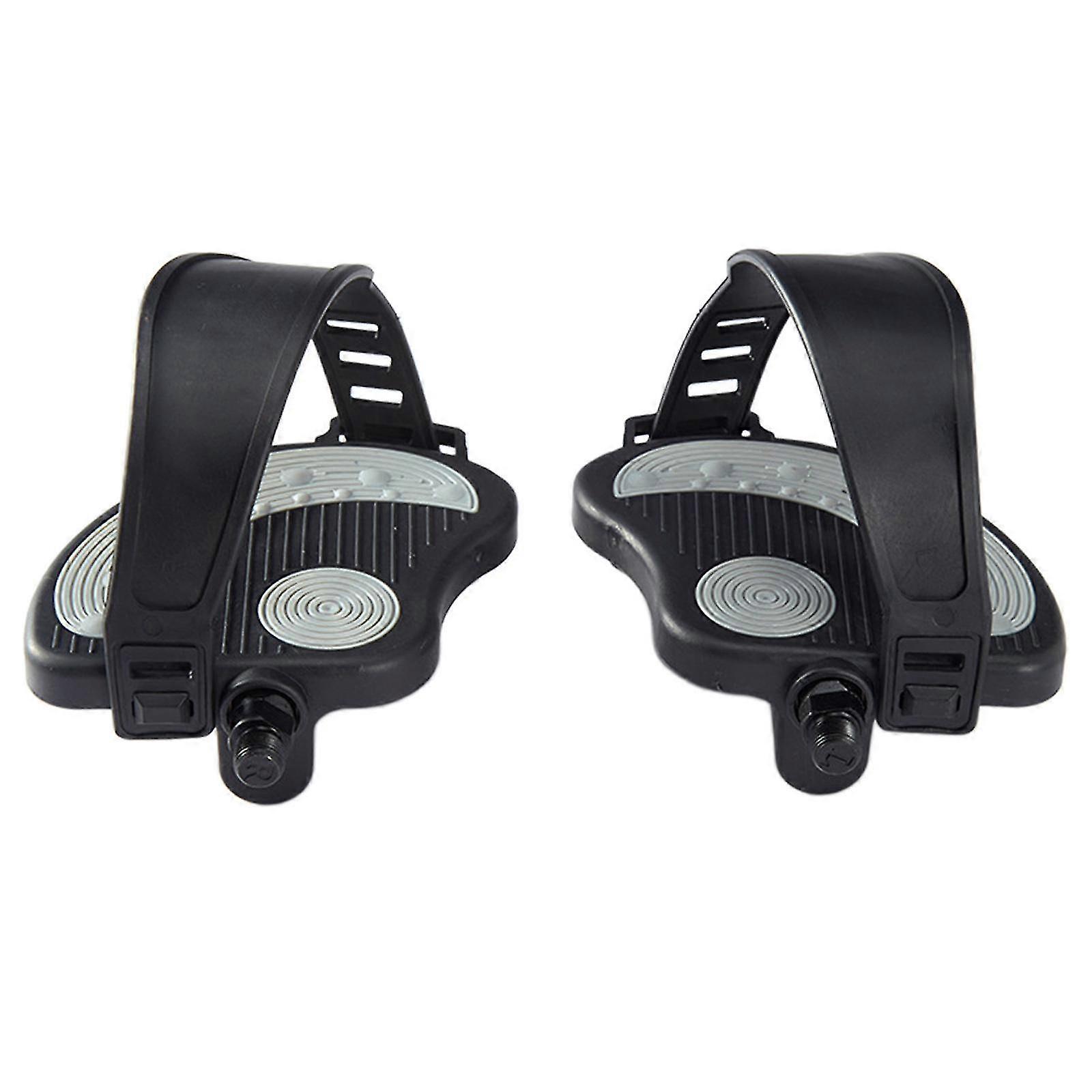 Exercise Bike Pedals with Widened Platform and Straps - 1 Pair Durable