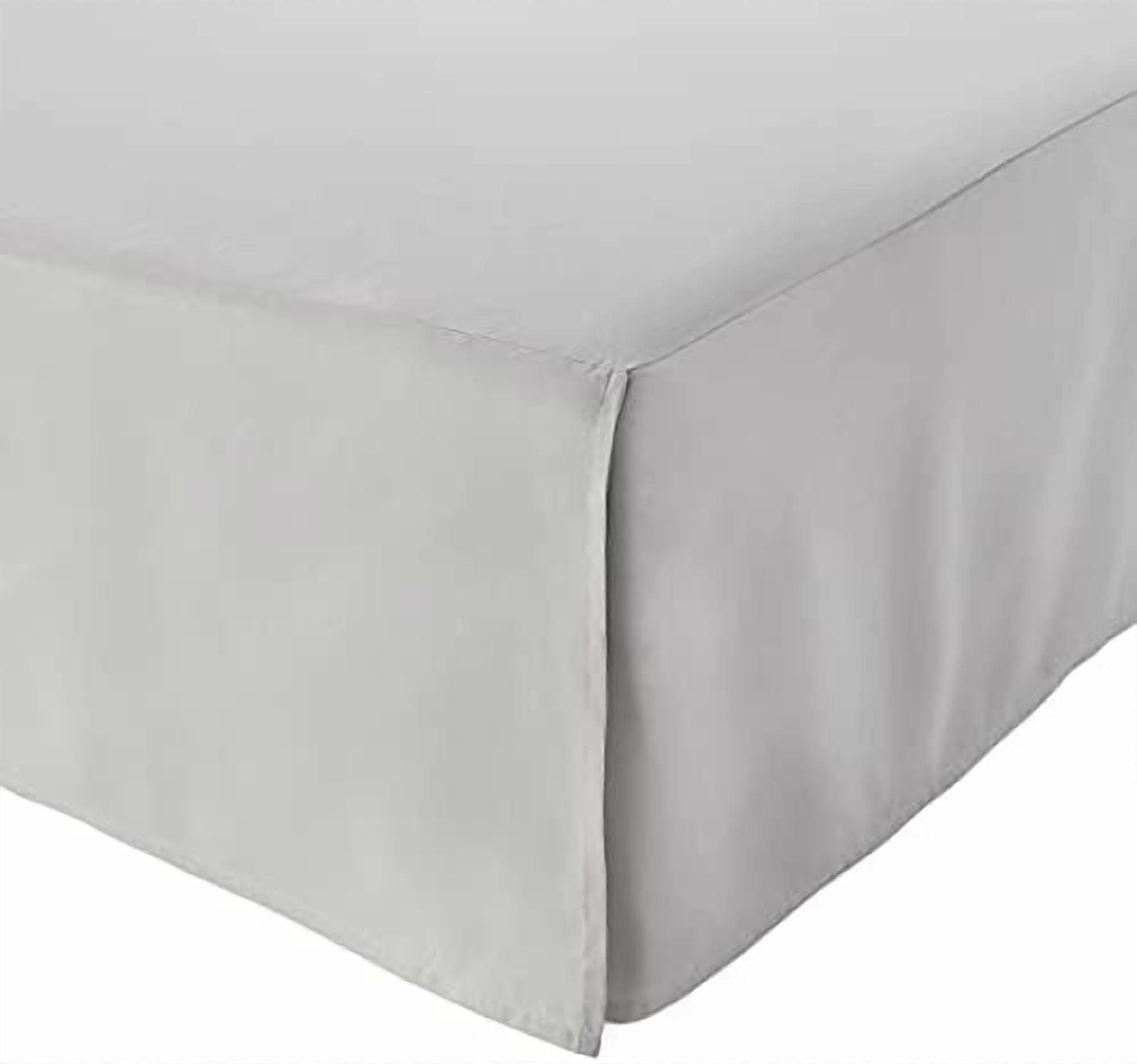 Lightweight Pleated Bed Skirt, Full, Light Grey, Solid
