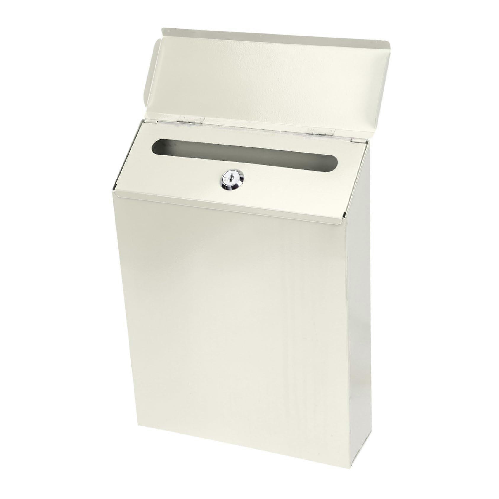 Lockable Wall Mount Mailbox with Keyed Lock Security, Weatherproof Iron Construction, Rustic Beige Finish