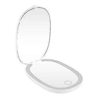 Mini 3x forstørrelsesglas makeup spejl, rejse kompakt LED spejl dæmpbart berøringslys, genopladeligt håndholdt lomme spejl kvinder