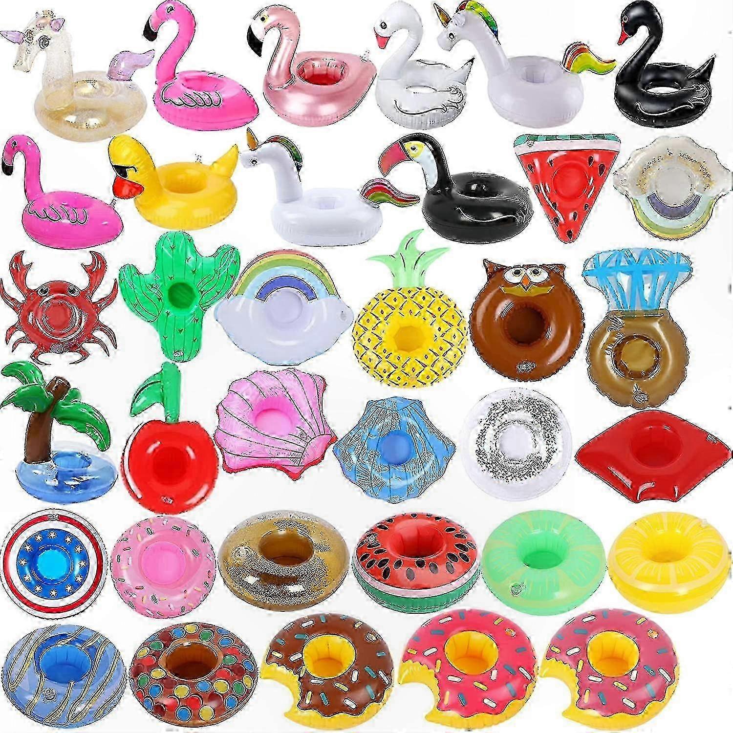 35-Pack Inflatable Pool Cup Holders - Floating Drink Accessories
