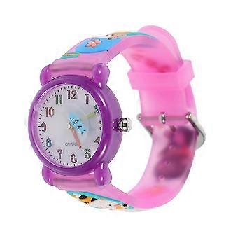 Relógio de pulso infantil roxo de silicone com quartzo, à prova d'água e com desenho animado (1 unidade).