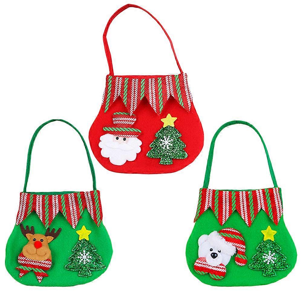 Decorative 3Pcs Christmas Gift Packaging Bag Candy Pouch Rectangular Designed For Parties
