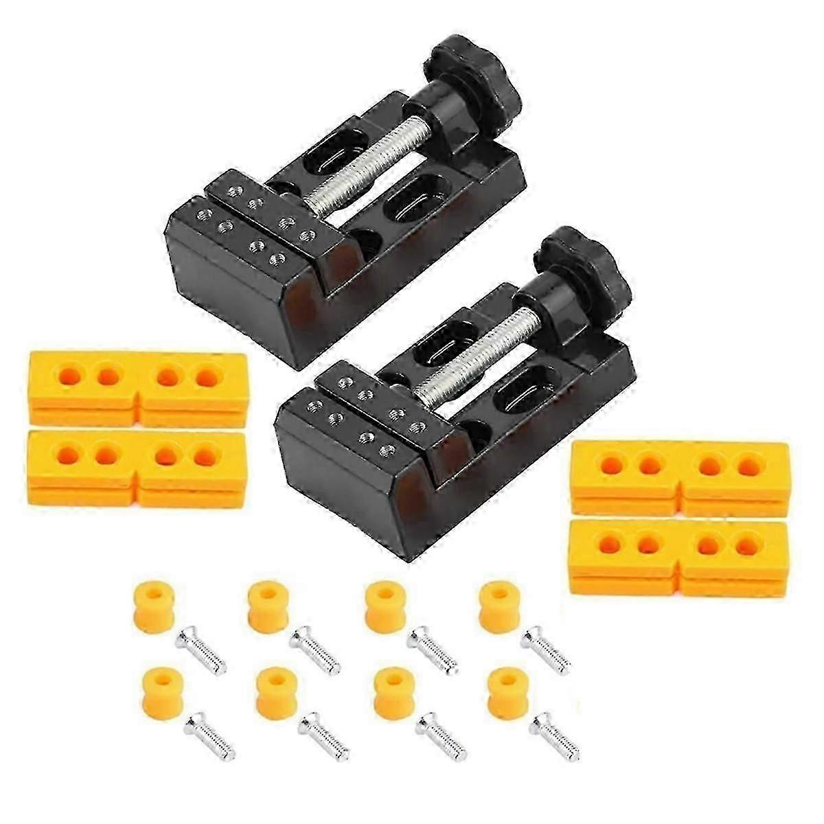 2 Sets Mini Table Vice Compatible with Jewelry Making, Small Parallel Drill Vice, Flat Mini Vice Compatible with Precision Work