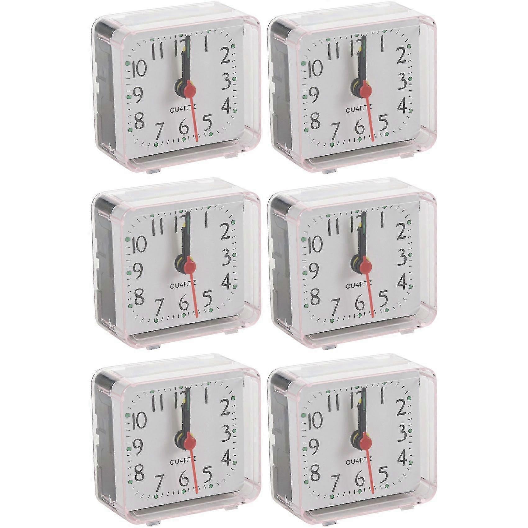 6PCS Portable Cute Mini Cartoon Multi-Function Table Clocks(White)