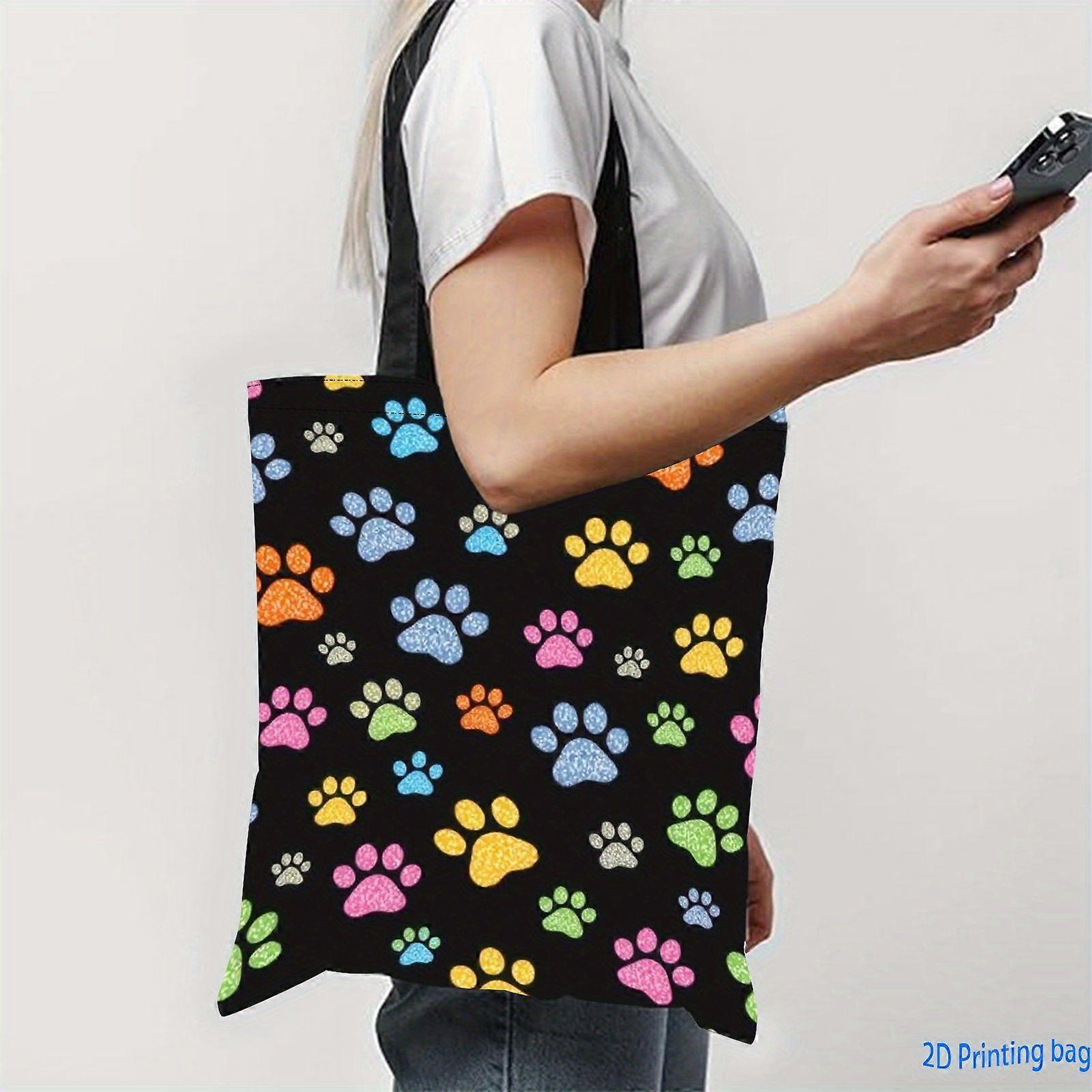 Sac cabas élégant à motif pattes (1 pièce) - Impression recto-verso, idéal pour le shopping, sac à main multicolore - Rpolk