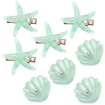 8 pezzi finto guscio perla stella marina clip per capelli in resina clip per capelli mollette accessori per capelli per donne ragazze spiaggia forniture per matrimoni