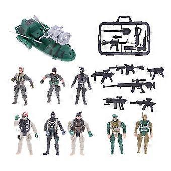 1 Set 9 Pcs Military Models Adornments Soldier Military Vehicle Models Boy Toys (Assorted Color)