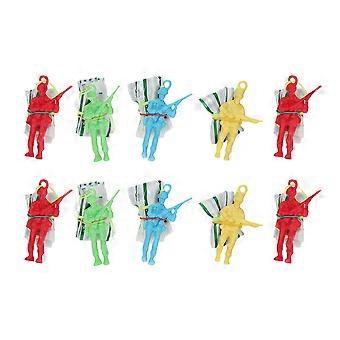 10pcs Mann Fallschirm Spielzeug Hand Werfen Fallschirm Spielzeug Lernspielzeug für Kinder Zufällige Farbe