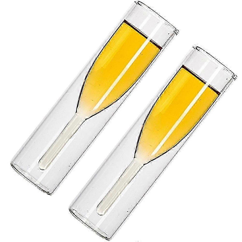 2Pcs Transparent Double Layer Beer Cup Goblet for Wedding Party