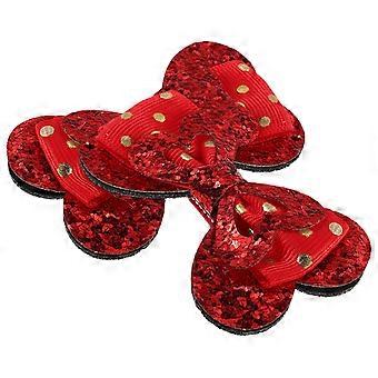 2 stuks rode glitter strikjes voor meisjes, sprankelende pailletten haarstrikjes met hartje voor peuters, Valentijnsdag haarclipjes met hartje voor feestjes, verjaardagen en meer.