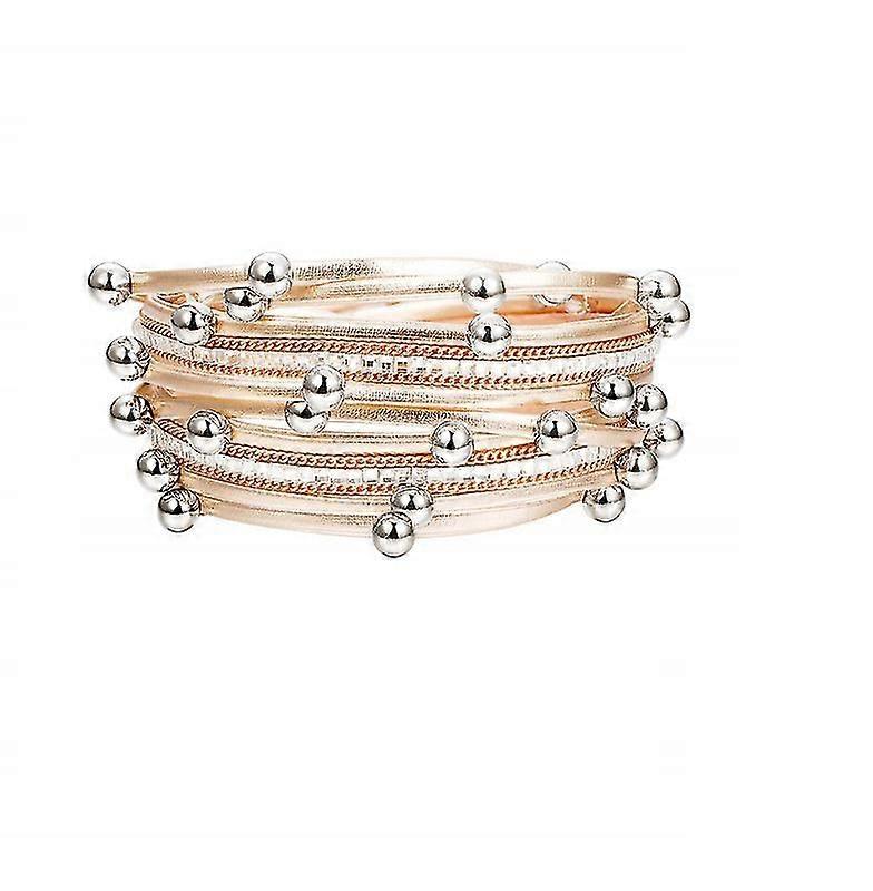 Rose Gold Tone Multilayer Wrap Bracelets Leather Cuff Bracelets Stackable Bracelets Set