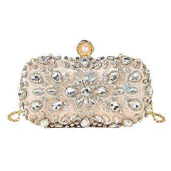 Beaded Floral Evening Clutch Kvinner Fashion Bankett Veske Elegant Party Prom Shoulder Bag Kvinne Metal Chain Crossbody Purse