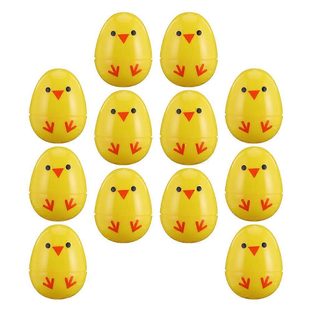 12pcs Easter Lottery Eggs Chick Designed Egg Adorns Practical Easter Supplies