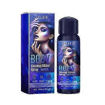 Long-Lasting Glitter Highlighter Spray  Brightening, Moisturizing Shimmer for Body, Hair & Face  100ml, Easy Application, Skin-Friendly, Perfect for P