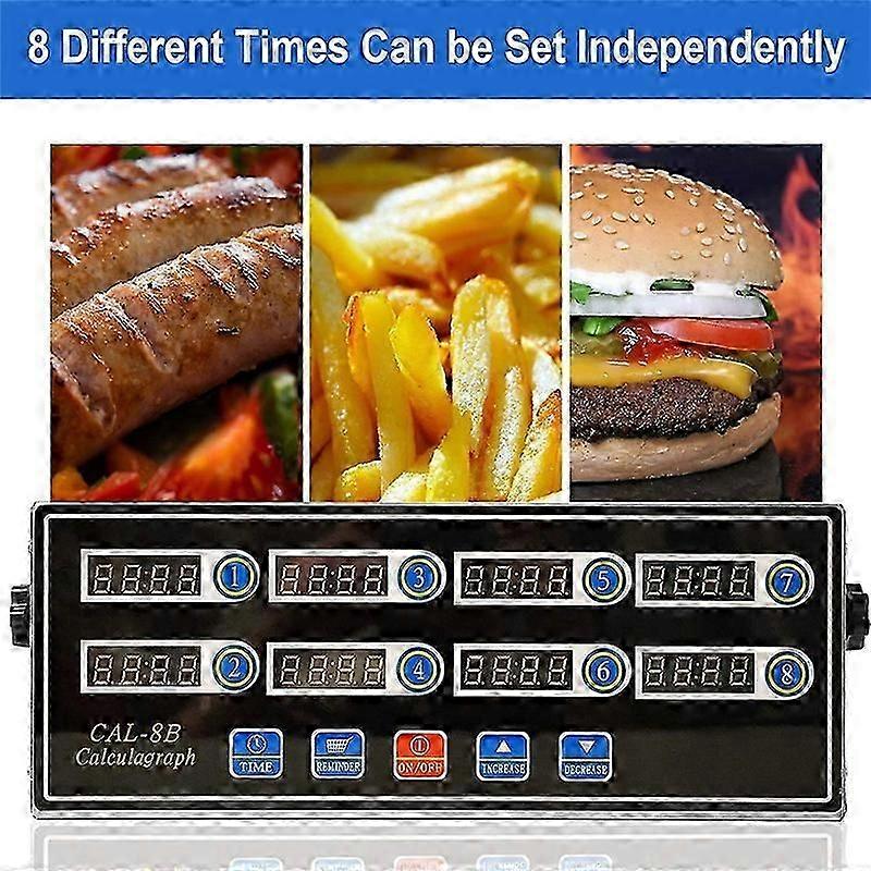 8 Channels Digital Timer Clock Stainless Steel Kitchen