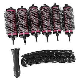 6pcs / set 3 dimensioni manico staccabile spazzola a rullo per capelli con clip di posizionamento Alluminio ceramica barilotto