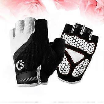 Sports Breathable Gloves Half Finger Gloves for Outdoor Activities 1Pair White