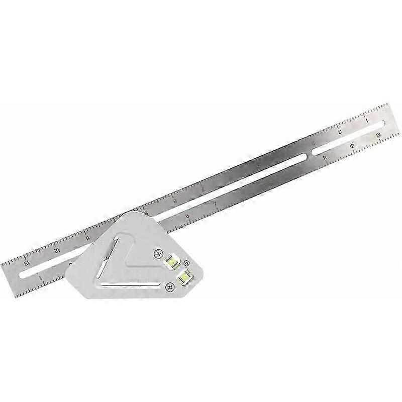 Combination Square Angle Triangular Level Ruler 358mm/14inch Adjustable Stainless Steel Multifunction Measuring Tool with Bubble Level for Woodworking