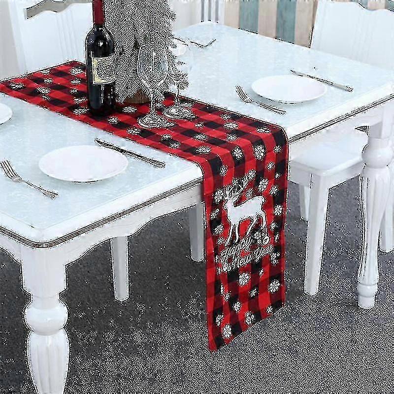 Deer Print Gingham Table Runner