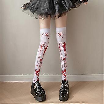 Calze sopra il ginocchio stampate per Halloween, ideali per costumi cosplay da donna.