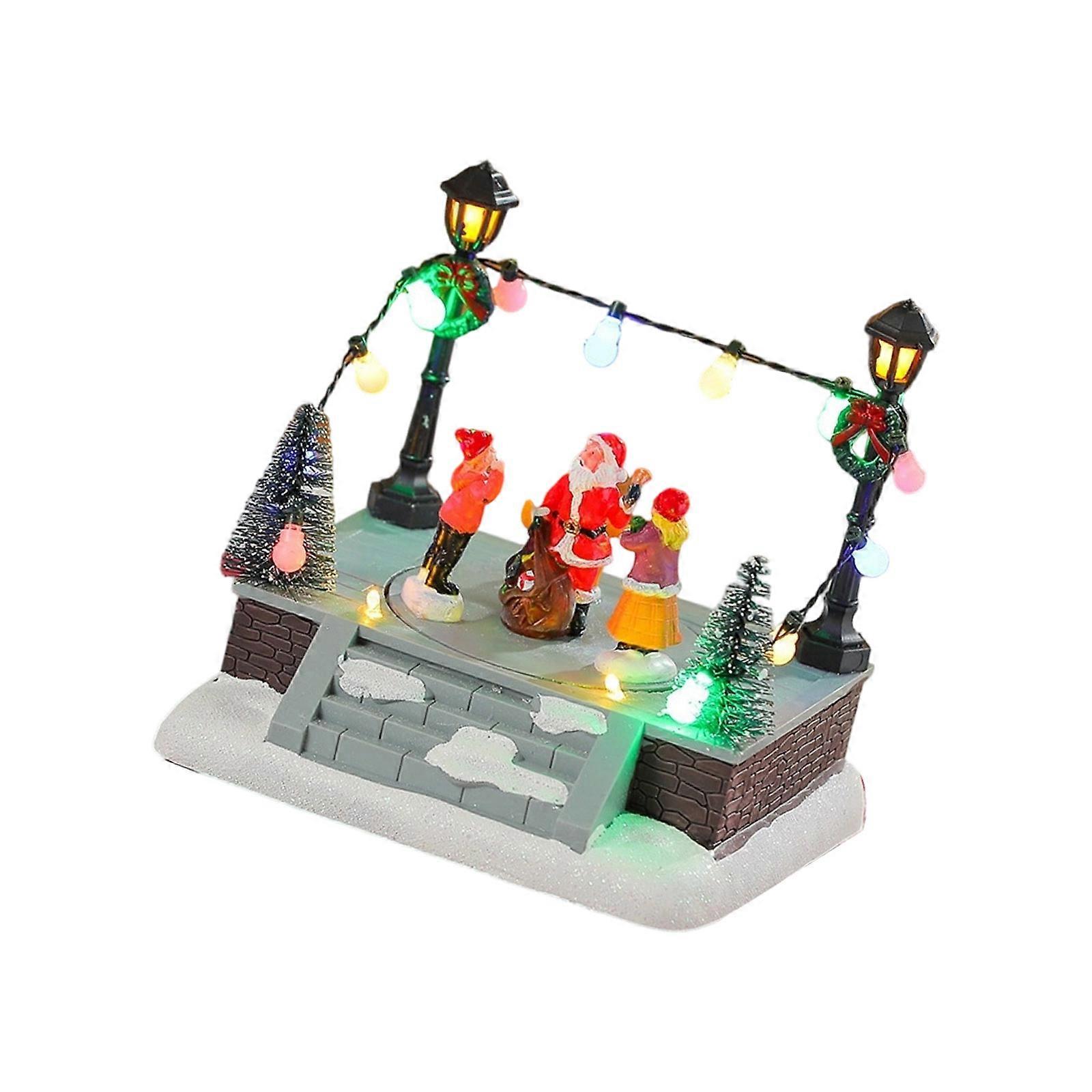 Décoration de Noël d'intérieur avec scène animée, fonctionne sur USB ou piles, pour étagère, bureau et décoration intérieure, multicolore.