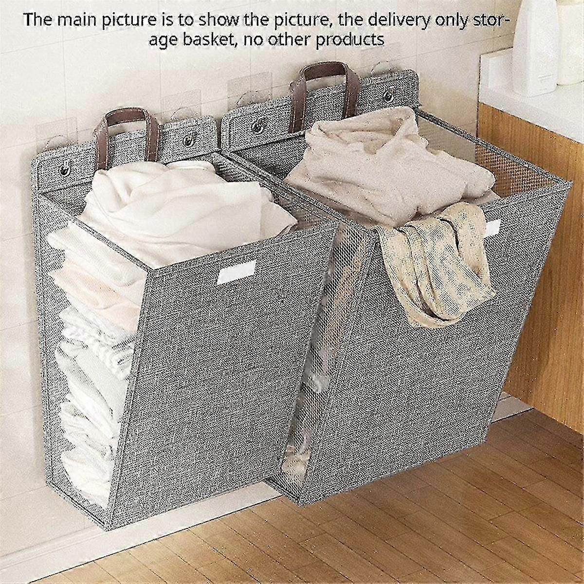 Multifunctional Foldable Punch-Free Wall-Mounted Laundry Basket Laundry Net for Clothes Storage
