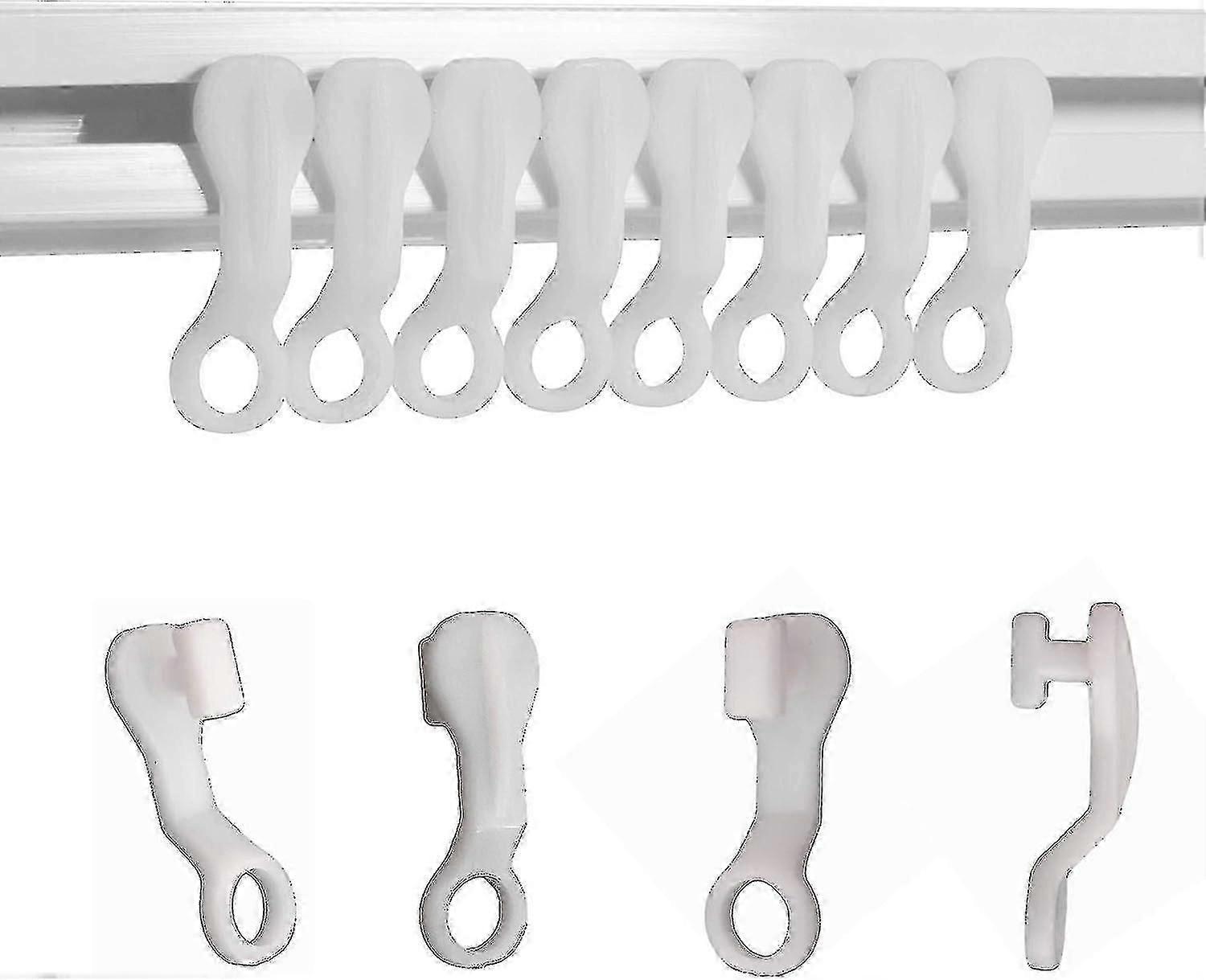 50 Pack White Plastic Curtain Glider Hooks, Engineered for Smooth Sliding Movement