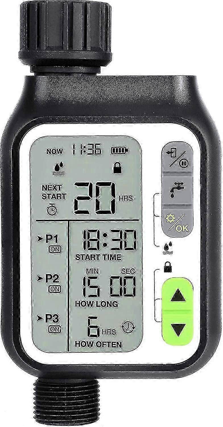 Water Timer,automatic With 3 Separate Irrigation Systems/automatic Rain Sensor/child Lock Mode