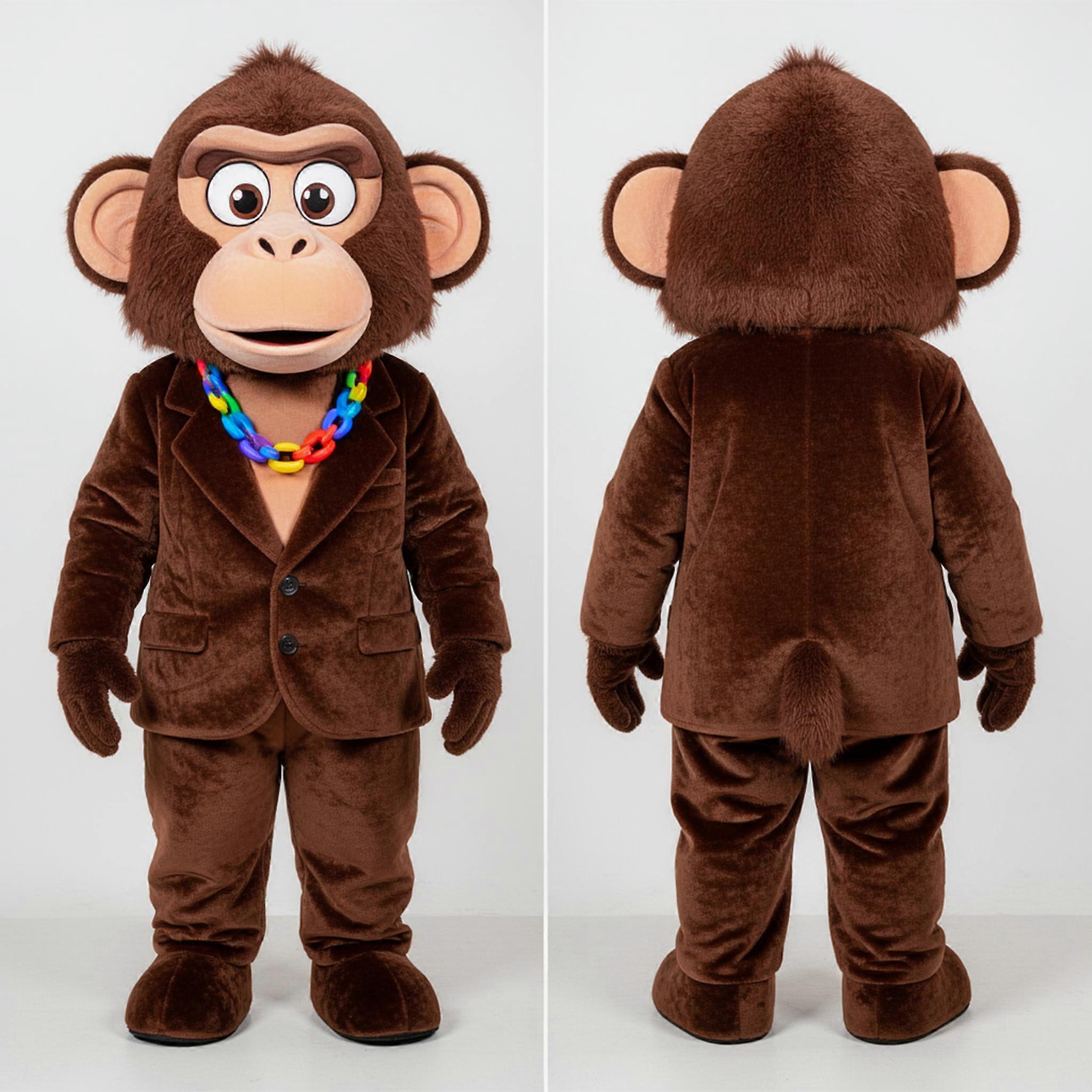 MASTICOT Velvety Brown Expressive Baboon Mascot