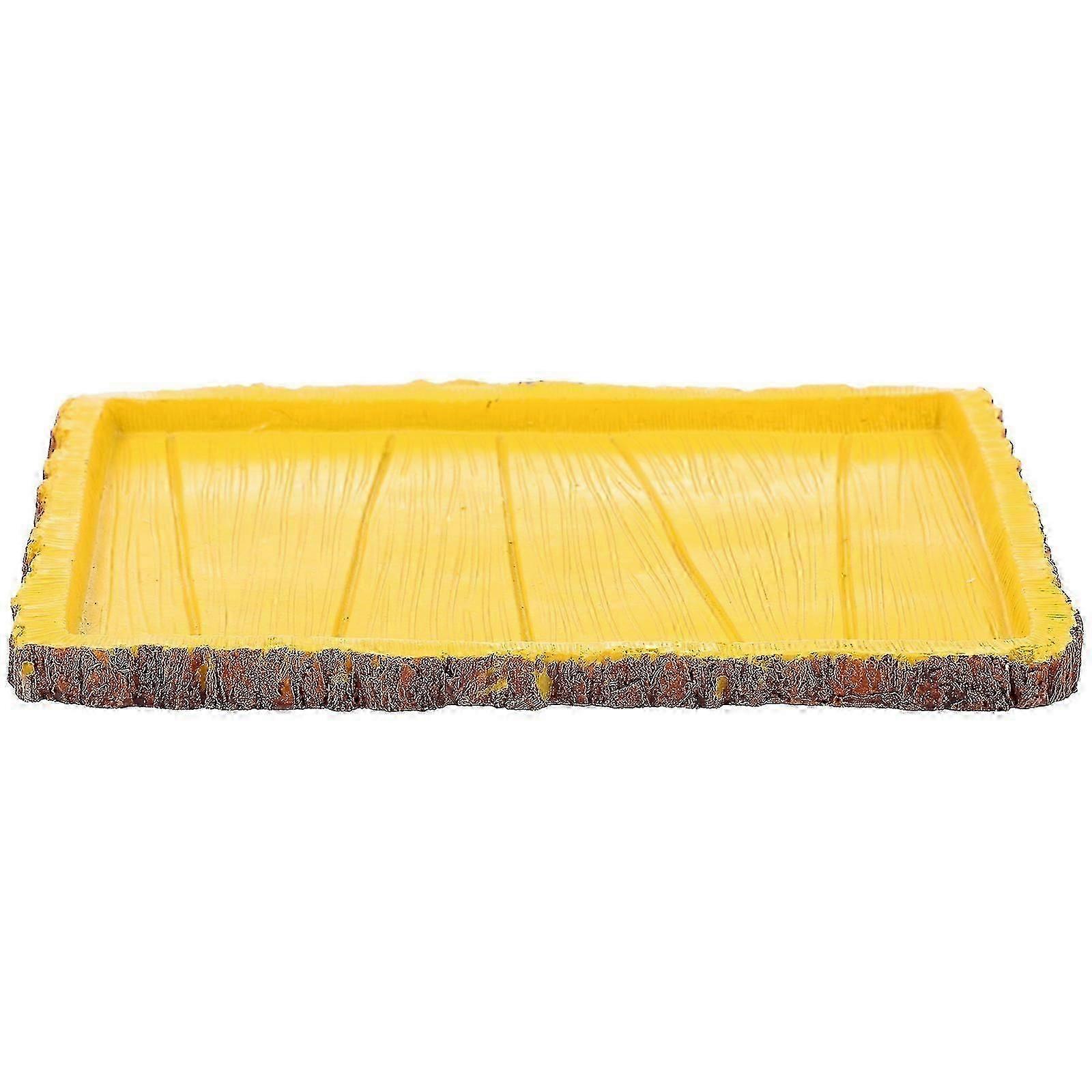 Hard, creatively designed rectangular feeding dish compatible with reptiles. Turtle feeding container (yellow) good